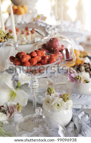 buffet with dessert and fruit
