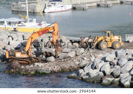 Building stone sea break on St. Kitts
