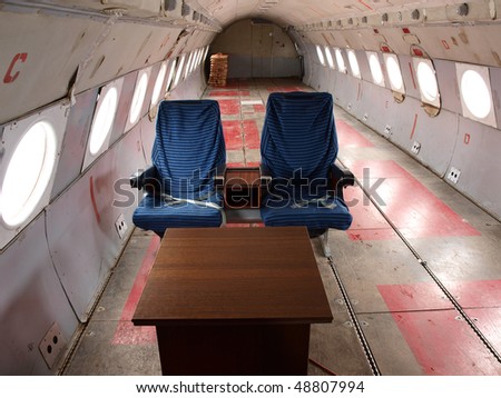 old plane interior with seats