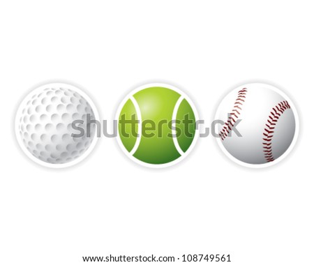 Sport Balls set Golf, tennis, baseball