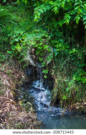 waste water pipe or drainage polluting environment, concrete pipe.