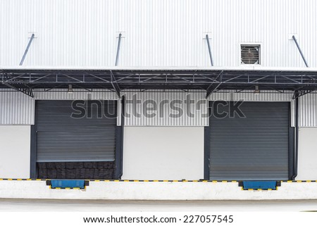 cargo doors at the warehouse building