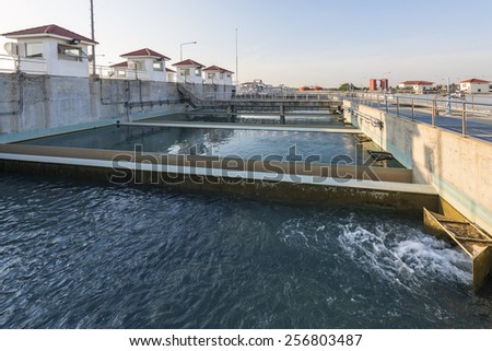 sand filtration tank at water treatment plant