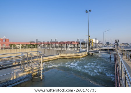 Intake Canal of Raw Water in Water Treatment Plant