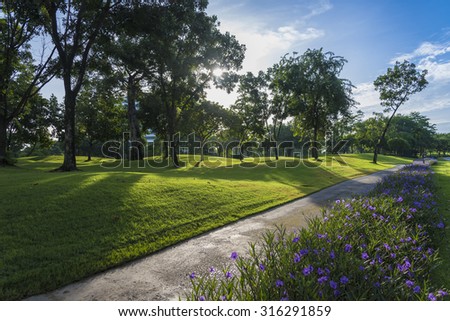 Golf course with flower