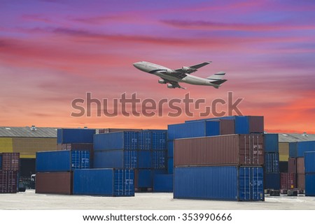 industrial port with containers and air for logistic concept