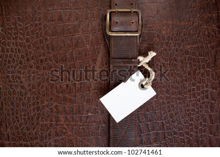 Vintage crocodile leather textured background with price tag blank