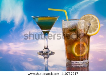 Glass of long island tea cocktail