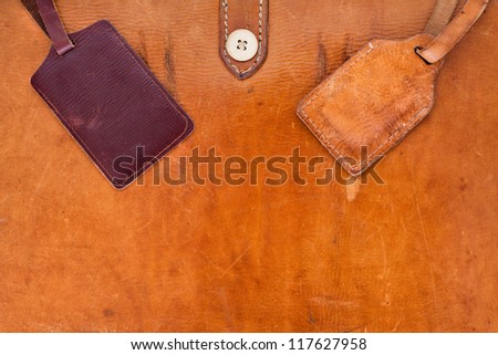 Vintage leather textured background with gift tag