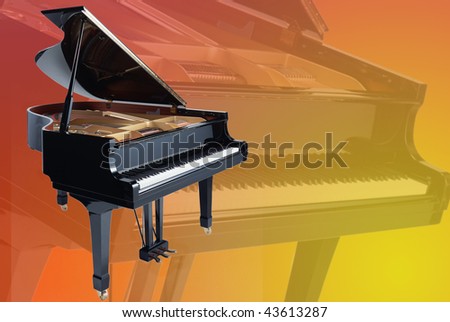 grand piano on a faded piano background