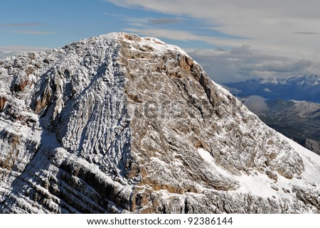Mountain summit/ Mountain top in the Italian Alps with snow