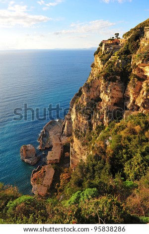 View high rocky coast, near Sorrento,  southern Italy