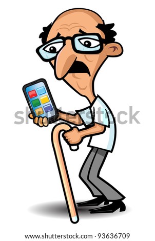 old man with smart phone