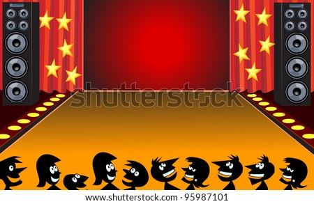 Stage With Cartoon People Stock Vector Illustration 95987101 : Shutterstock