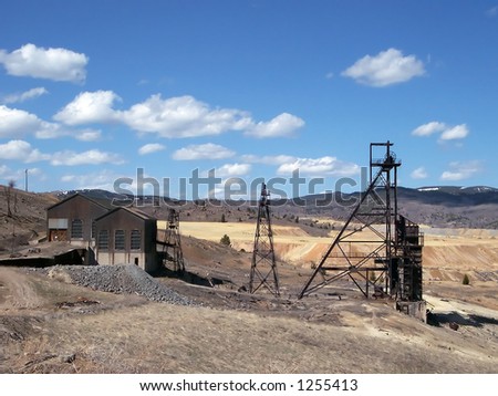 An old mine headframe in Butte, Montana.