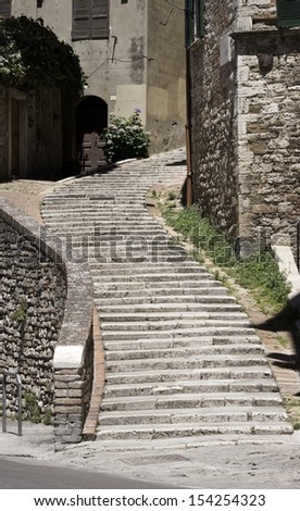 Medieval stairway, medieval city of Perugia, Italy.