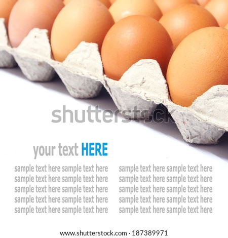 Fresh eggs in the package isolated on white background