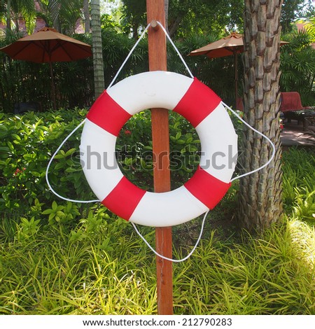 swim ring (life buoy) for lifesaver on the side swimming pool