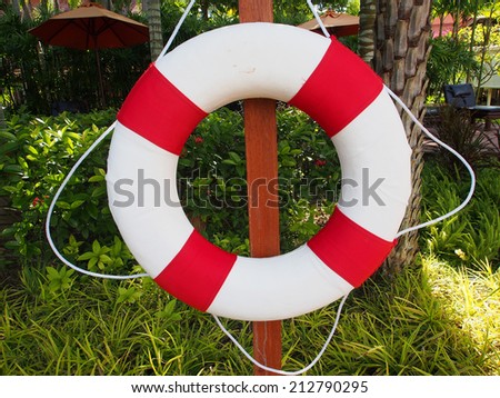 swim ring (life buoy) for lifesaver on the side swimming pool