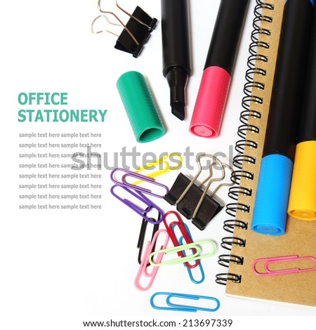 Set of office stationery isolated on white