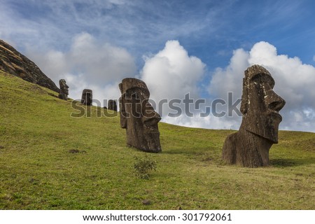 Easter Island heads in the clouds