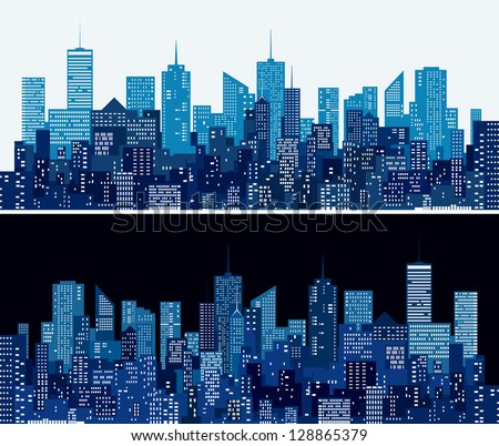 City Skylines In Two Blue Versions