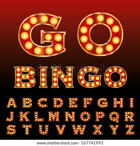 vector red golden entertainment and casino letters with bulb lamps vector red golden entertainment and casino letters with bulb lamps