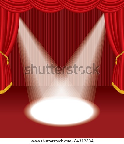 Vector Empty Red Stage With Two Spotlights, Eps 10 File - 64312834