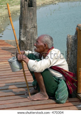 Blind Man, U Beines Bridge, Myanmar (Burma)