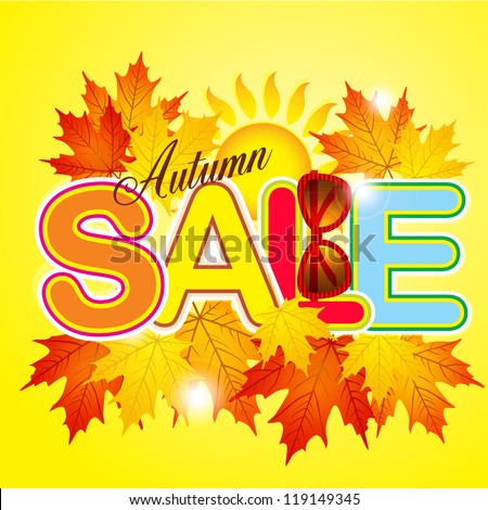 Autumn sale against beautiful maple leaves / Autumn of 