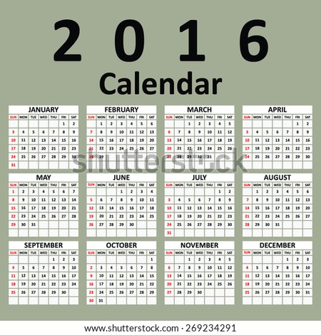 Simple 2016 Calendar 2016 calendar design 2016 calendar vertical week starts with Sunday Simple 2016 Calendar 2016 calendar design 2016 calendar vertical week starts with Sunday
