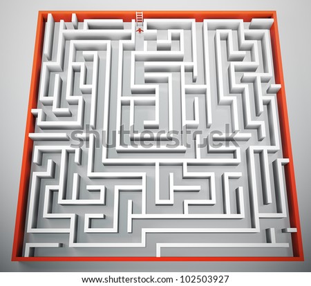 3D render of person trying to escape from maze
