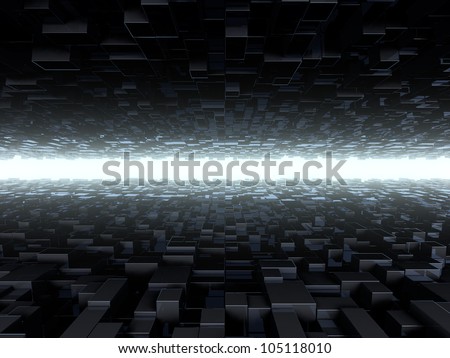3d render of abstract futuristic city and glowing skyline