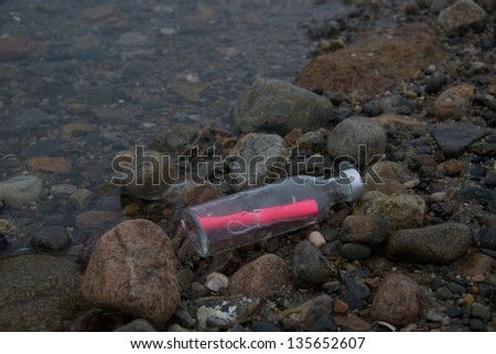 Message bottle on beach