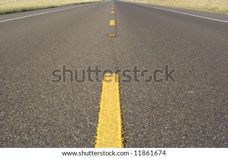Yellow striped road.
