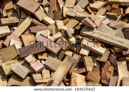 Pile of cut wood from the forest.