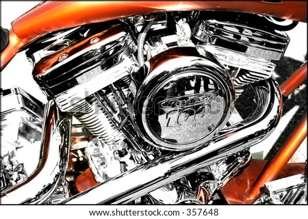 Tight side view of motorbike engine