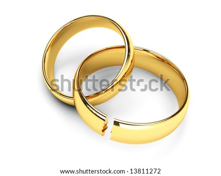 stock photo isolated broken gold wedding rings