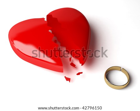 stock photo broken heart and broken gold wedding ring