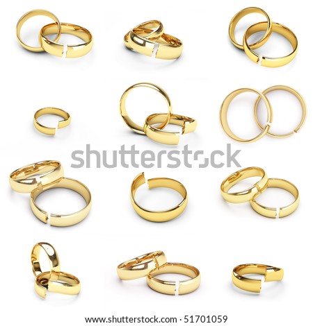 stock photo 12 isolated broken gold wedding rings