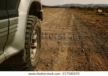 off-road jeep car on bad road