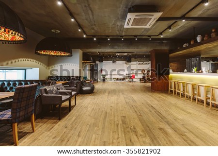 Loft cafe and meeting room interior design