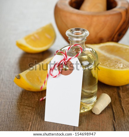 lemon oil on a brown table