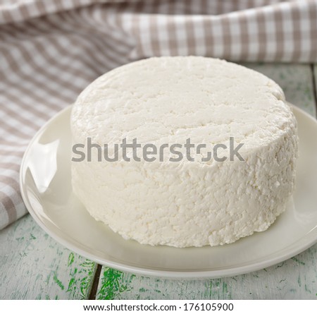 Cottage cheese on a white table