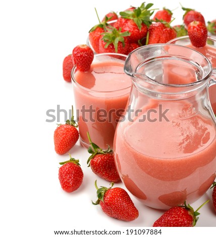 strawberry smoothies on a brown background