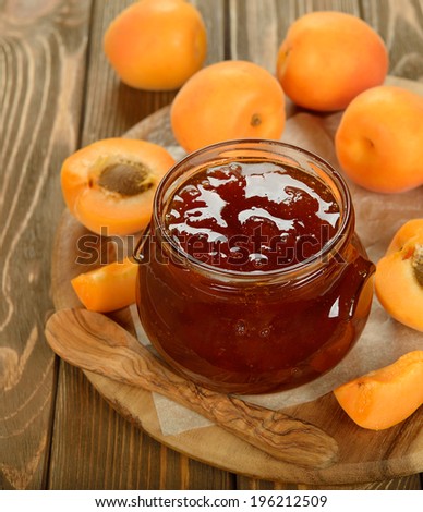 apricot jam on a brown background