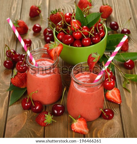 berry smoothie on brown background