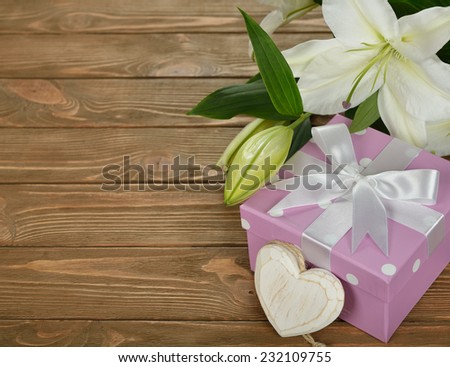 White lily in green bag isolated on white background