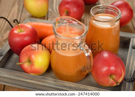 Natural juice of carrots and apples