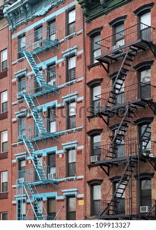 New York City, Old building with fire escape